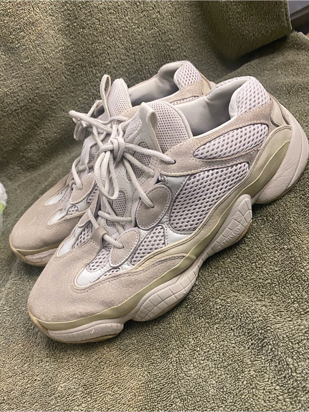 Yeezy x Adidas Grey Leather and Mesh Yeezy 500 mens Sneakers Size 12